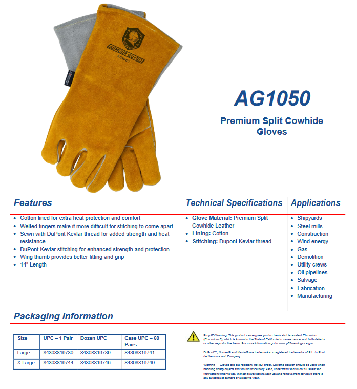Stick Welding Gloves - 14" Premium Split Cowhide Stick Welding Glove - AG1050 - welding electrodes, Grinding Disc, Welding Lens, Cutting Tip, Cutting Wheels, Flap Disc, Heating Tip, Welding Gloves, MIG Gun - Welding Helmet, Welding Wire - USA Welding Supply