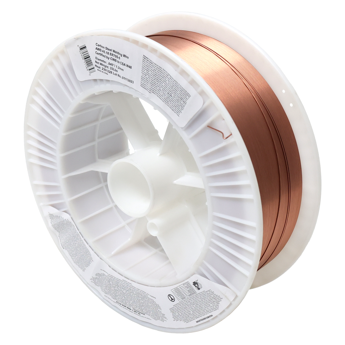 Carbon steel ER70S-6 welding wire spool .035 inch diameter 33 lb for high quality, smooth welds on dirty or rusty steel