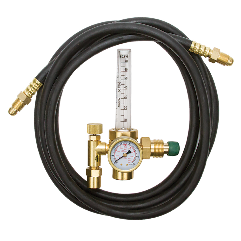 Blue Star welding flowmeter regulator with CGA-580 connection and 6 ft hose for argon gas delivery