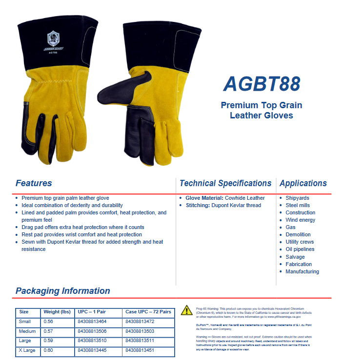 Premium Top Grain Cowhide MIG Welding Gloves 12 pair pack showing durable leather and padded design for heat protection and comfort