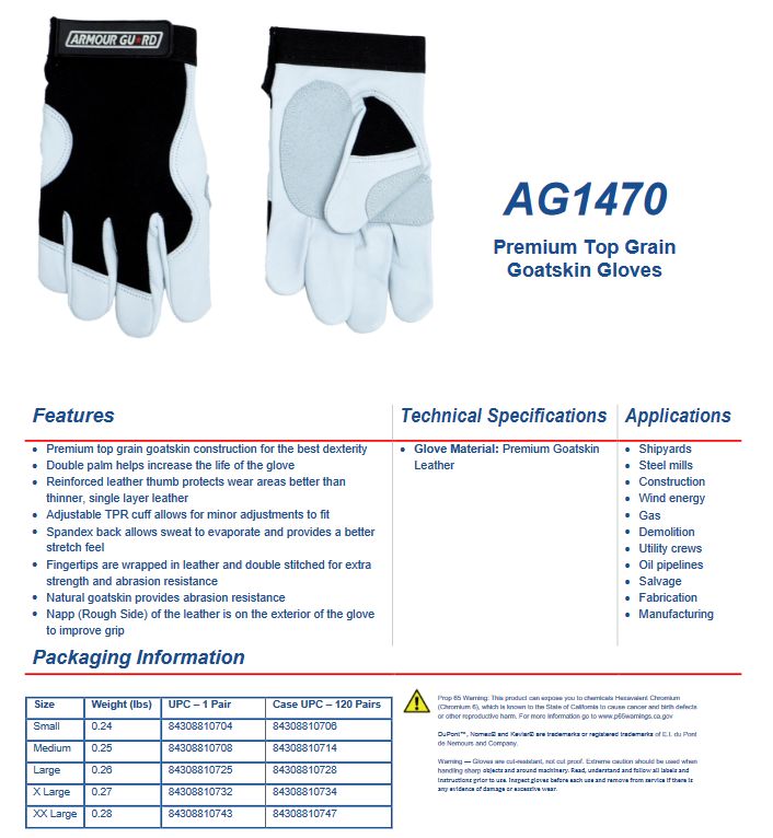 Mechanics Gloves - Premium Top grain Goatskin / Spandex Construction for Protection and Dexterity - AG-1470 - welding electrodes, Grinding Disc, Welding Lens, Cutting Tip, Cutting Wheels, Flap Disc, Heating Tip, Welding Gloves, MIG Gun - Welding Helmet, Welding Wire - USA Welding Supply