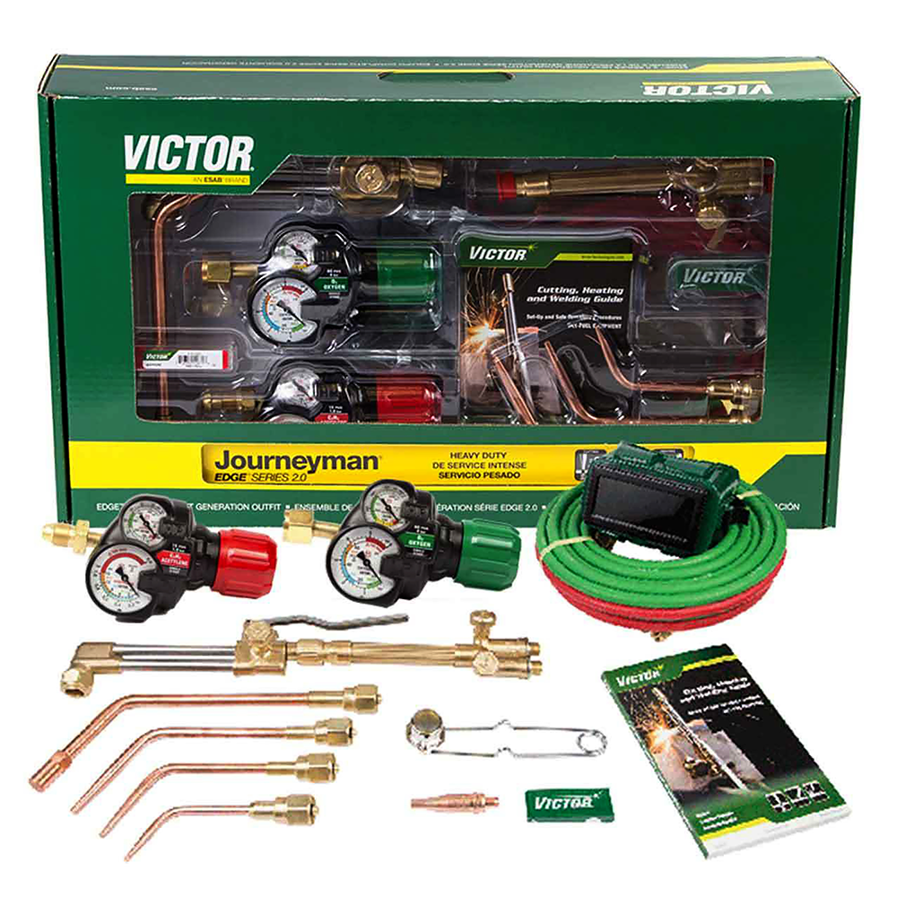 Victor Journeyman EDGE 2.0 oxy-acetylene welding torch assembly with regulators and cutting attachment