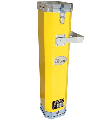 Yellow 10-lb Welding Electrode Rod Oven with dual voltage and insulated latch lid by Arc Star