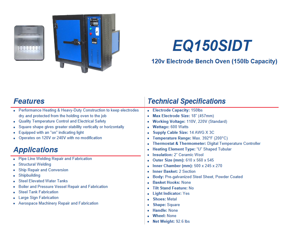 Welding Electrode Rod Oven - 150-lb 120 or 240 Volt - Arc Star - welding electrodes, Grinding Disc, Welding Lens, Cutting Tip, Cutting Wheels, Flap Disc, Heating Tip, Welding Gloves, MIG Gun - Welding Helmet, Welding Wire - USA Welding Supply