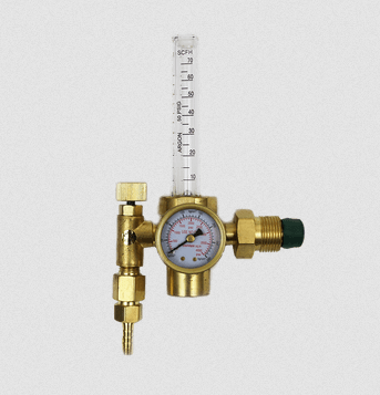 Welding flowmeter regulator with pressure gauge and flow control for Argon and CO2 gases