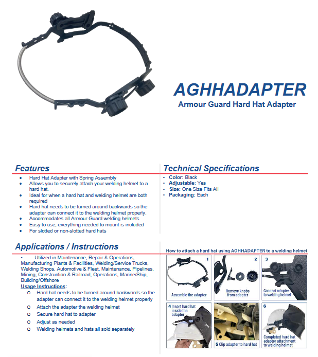 Welding Helmet Hardhat Adapter - for Armour Guard 2.0 & Sugar Scoop Pipeliner Welding Helmets - welding electrodes, Grinding Disc, Welding Lens, Cutting Tip, Cutting Wheels, Flap Disc, Heating Tip, Welding Gloves, MIG Gun - Welding Helmet, Welding Wire - USA Welding Supply