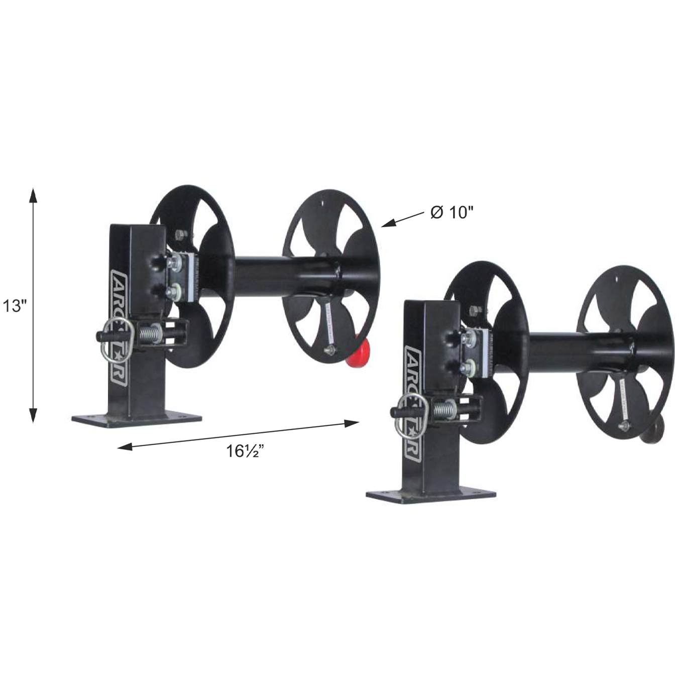 Cable Reels - (2 ea) 10" with Fixed Base - dimensions and measurements