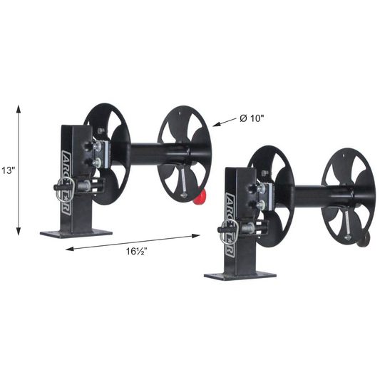 Cable Reels - (2 ea) 10" with Fixed Base - dimensions and measurements