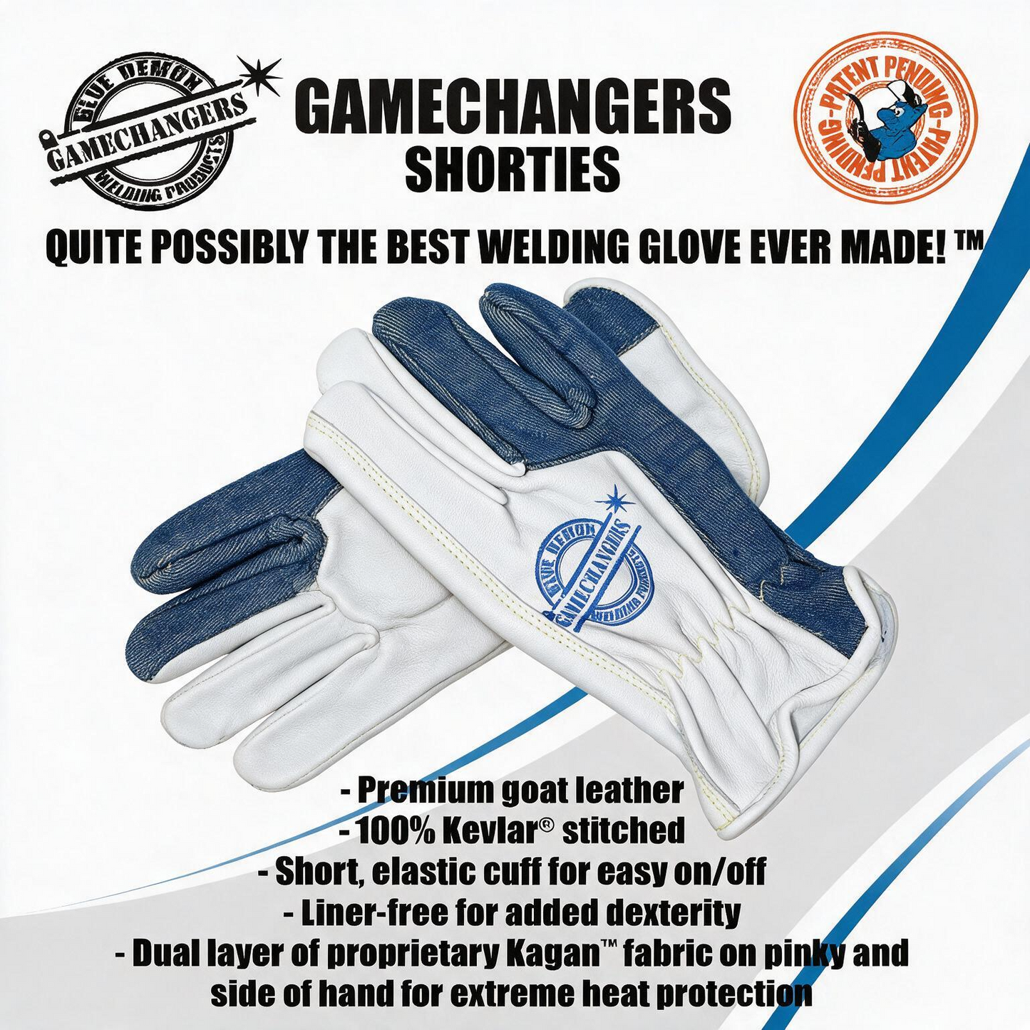 Blue Demon GameChanger Shorties Heat Resistant Welding Gloves - 12 Pair Pack