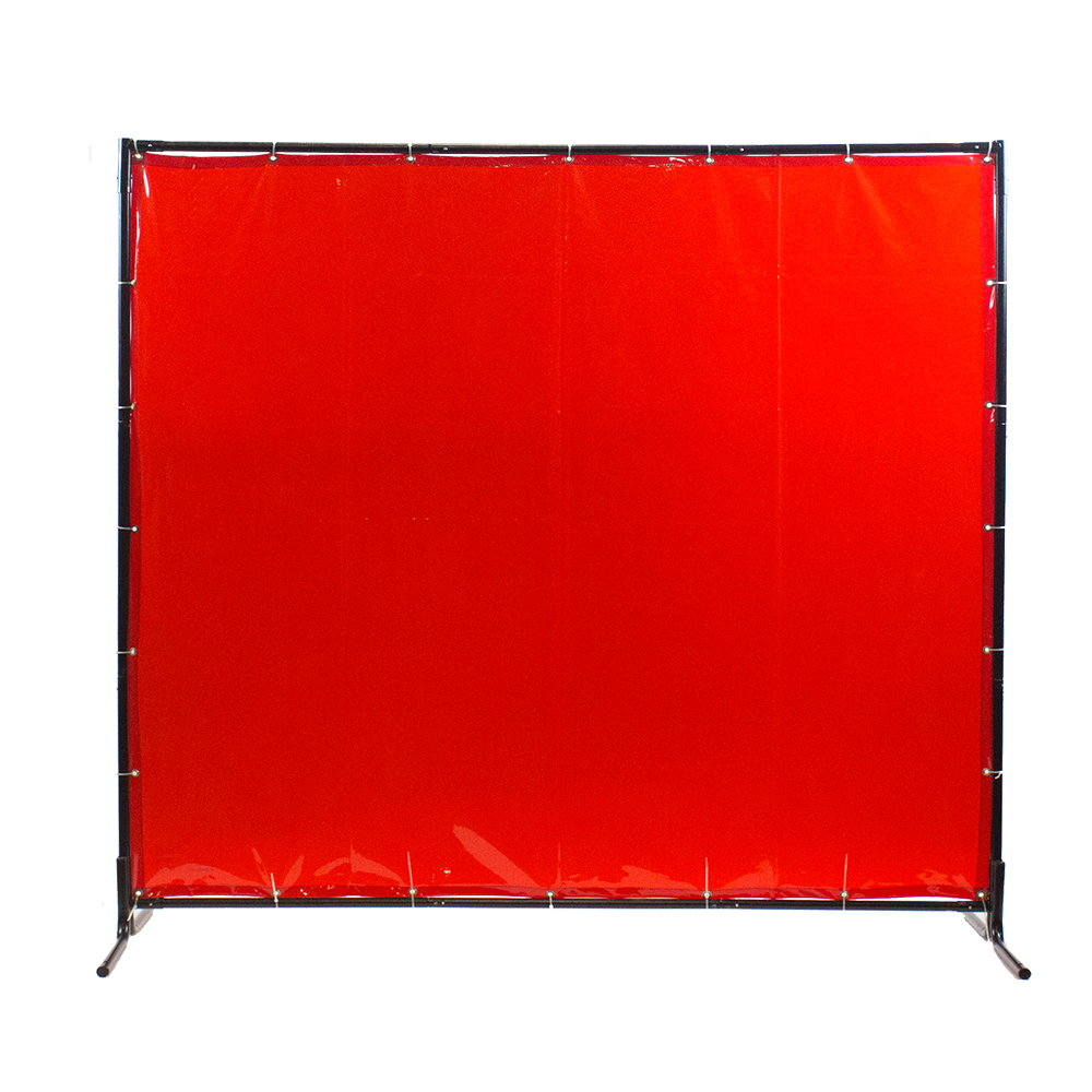 Red welding screen / welding curtain with black frame 