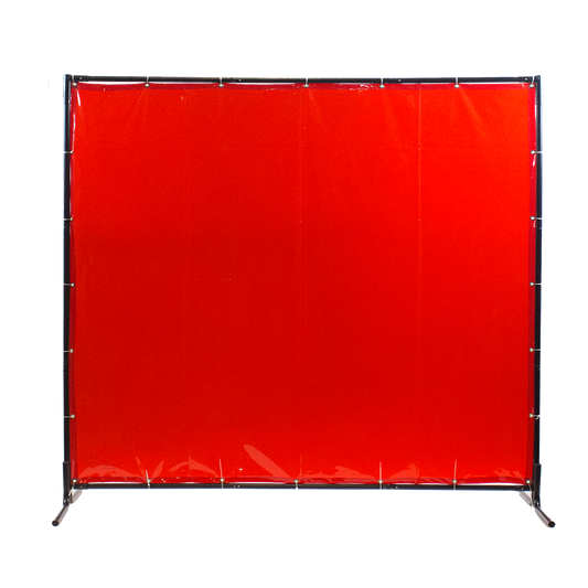 Red welding screen / welding curtain with black frame 