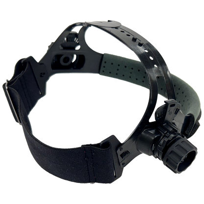 Replacement ratcheting headgear for Sugar Scoop welding helmet with adjustable knobs and cushioned sleeve for comfort