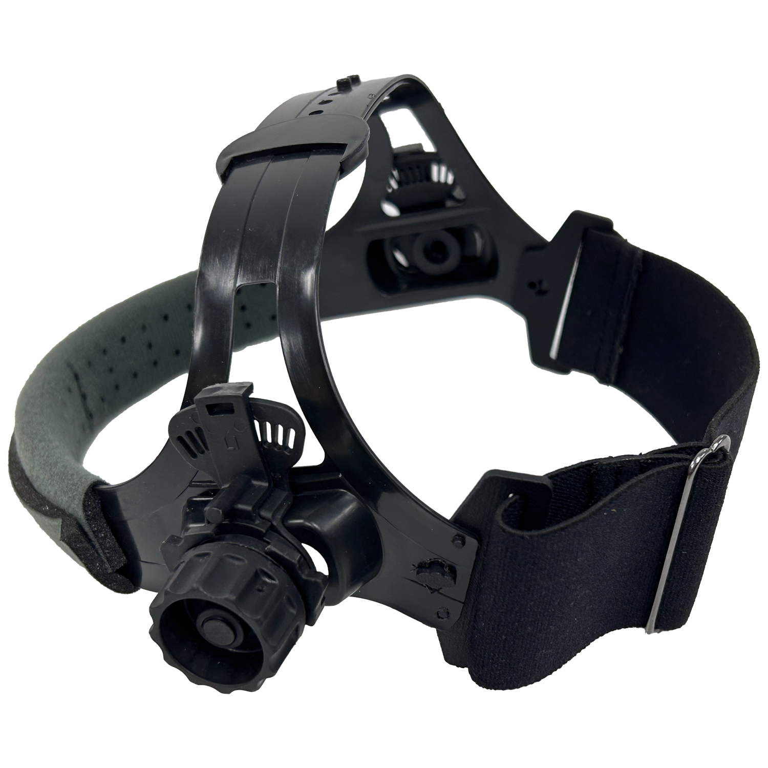Sugar Scoop Welding Helmet replacement headgear with ratcheting adjustment, cushioned sleeve, and snap fastener for comfort and mobility