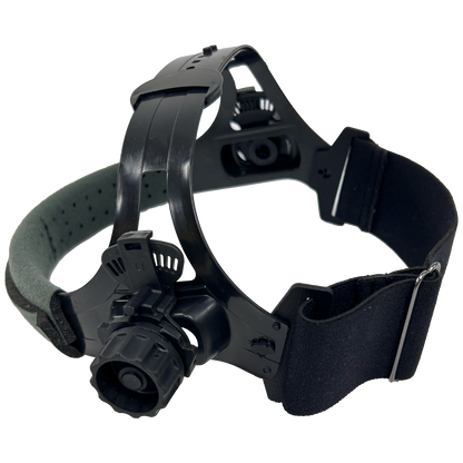 Sugar Scoop Welding Helmet replacement headgear with ratcheting adjustment, cushioned sleeve, and snap fastener for comfort and mobility