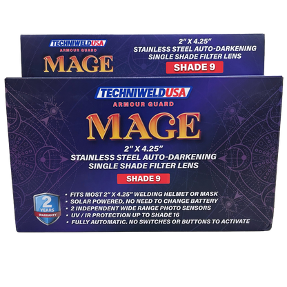 Welding Helmet Darkening Lens -Armour Guard Mage 2" X 4-1/4" Stainless Steel - welding electrodes, Grinding Disc, Welding Lens, Cutting Tip, Cutting Wheels, Flap Disc, Heating Tip, Welding Gloves, MIG Gun - Welding Helmet, Welding Wire - USA Welding Supply