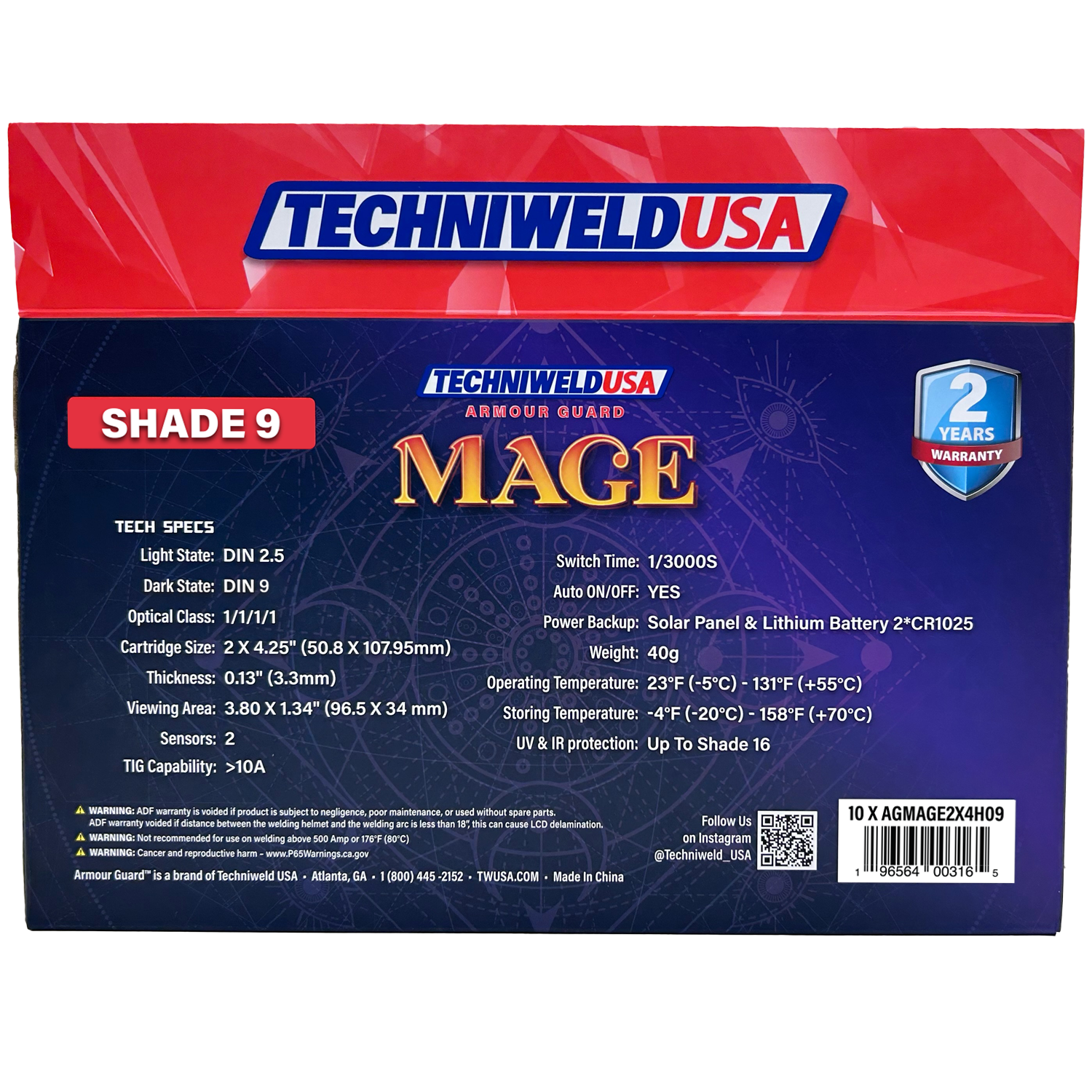 Welding Helmet Darkening Lens -Armour Guard Mage 2" X 4-1/4" Stainless Steel - welding electrodes, Grinding Disc, Welding Lens, Cutting Tip, Cutting Wheels, Flap Disc, Heating Tip, Welding Gloves, MIG Gun - Welding Helmet, Welding Wire - USA Welding Supply