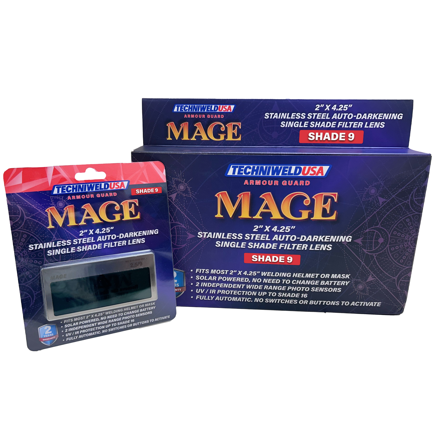 Welding Helmet Darkening Lens -Armour Guard Mage 2" X 4-1/4" Stainless Steel - welding electrodes, Grinding Disc, Welding Lens, Cutting Tip, Cutting Wheels, Flap Disc, Heating Tip, Welding Gloves, MIG Gun - Welding Helmet, Welding Wire - USA Welding Supply
