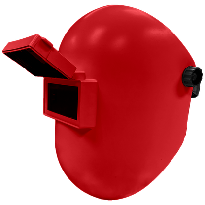 White Sugar Scoop welding helmet with flip-up visor and 2 x 4.25" fiberglass shell