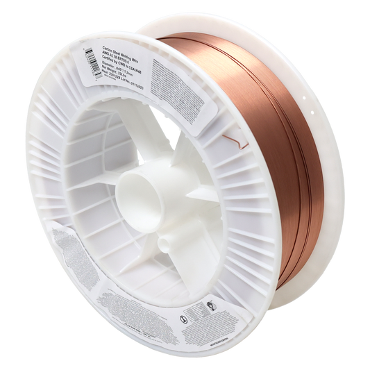 Carbon steel ER70S-6 welding wire spool .035 inch diameter 33 lb for high quality, smooth welds on dirty or rusty steel