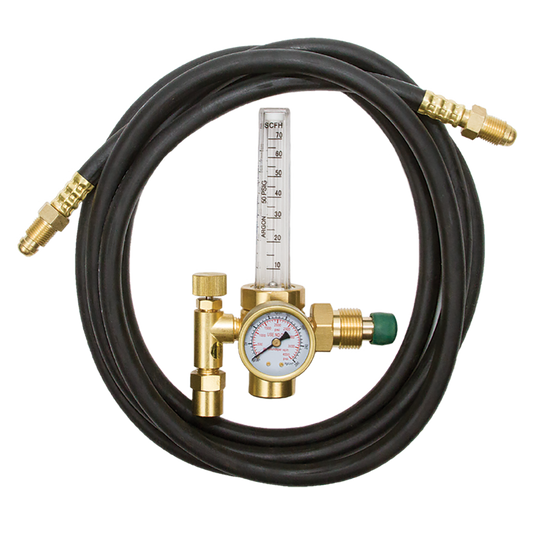Blue Star welding flowmeter regulator with CGA-580 connection and 6 ft hose for argon gas delivery