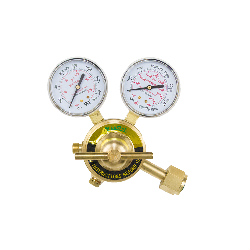 Blue Star 350 Series single-stage acetylene welding regulator with CGA-300 connection and large 2.5-inch gauges
