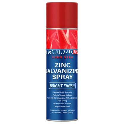 Case of 12 Techniweld CSBGALV zinc galvanized spray cans with bright finish for rust protection