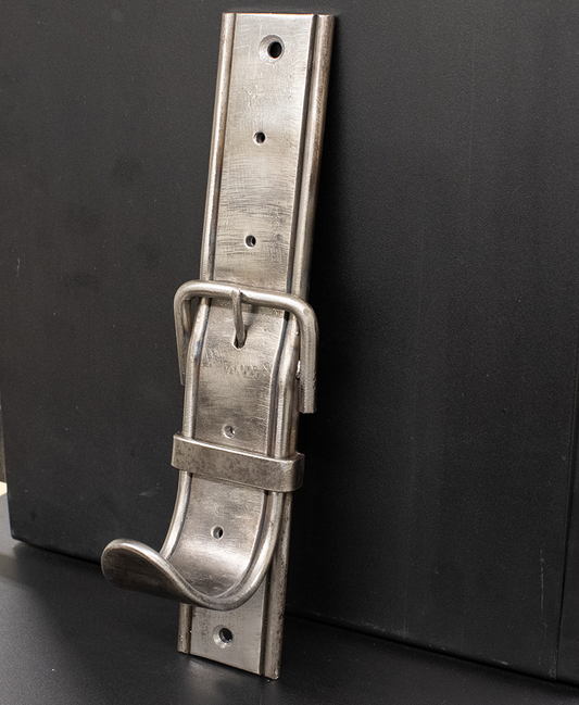 Steel Belt with Buckle Coat Hanger or Hat Hanger - Handcrafted Metal Industrial - welding electrodes, Grinding Disc, Welding Lens, Cutting Tip, Cutting Wheels, Flap Disc, Heating Tip, Welding Gloves, MIG Gun - Welding Helmet, Welding Wire - USA Welding Supply