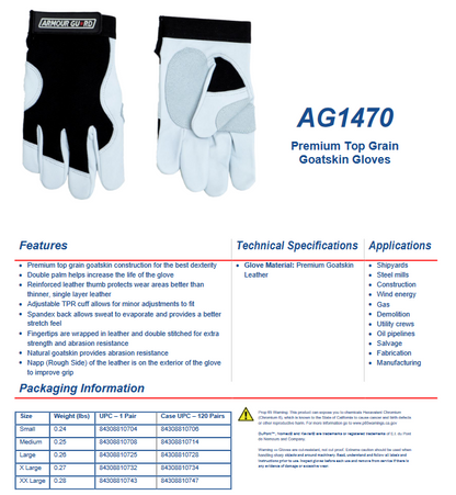 Mechanics Gloves - Premium Top grain Goatskin / Spandex Construction for Protection and Dexterity - AG-1470 - welding electrodes, Grinding Disc, Welding Lens, Cutting Tip, Cutting Wheels, Flap Disc, Heating Tip, Welding Gloves, MIG Gun - Welding Helmet, Welding Wire - USA Welding Supply