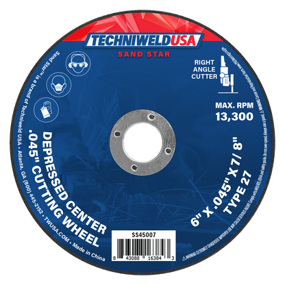 Sand Star 6" x .045" x 7/8" Type 27 Depressed Center Cut-Off Wheel w/o Hub (50-Pack)