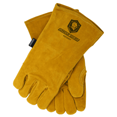 Premium side split cowhide stick welding gloves with cotton lining and Kevlar stitching for heat protection and durability