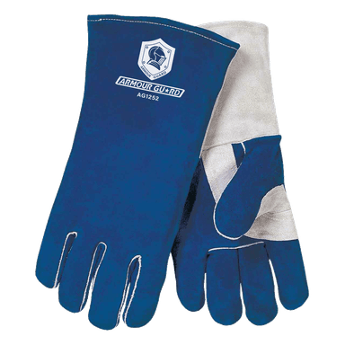 Blue top grain split cowhide stick welding gloves with ANSI A7 cut resistance and Kevlar stitching for enhanced protection
