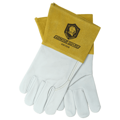 TIG welding gloves made of goatskin leather with Kevlar stitching and 4-inch split cuff for heat resistance and protection