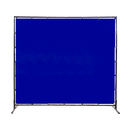Blue welding screen / welding curtain with black frame 