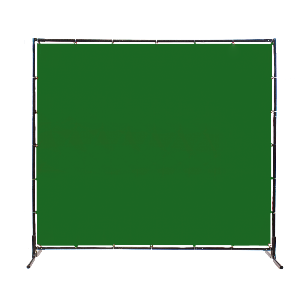 Green welding screen / welding curtain with black frame 