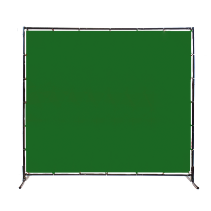 Green welding screen / welding curtain with black frame 