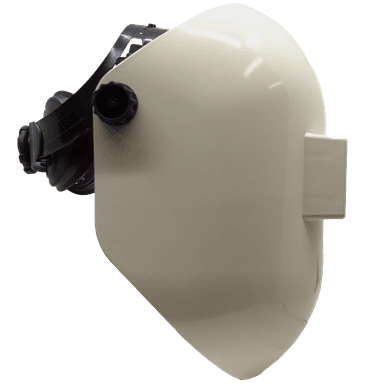 Red welding helmet with flip-front visor and auto-darkening lens combo pack