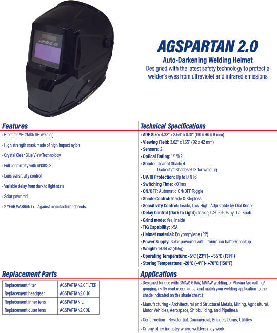 Welding Helmet - Case of 6 - Armor Guard Spartan with Auto-darkening Technology - welding electrodes, Grinding Disc, Welding Lens, Cutting Tip, Cutting Wheels, Flap Disc, Heating Tip, Welding Gloves, MIG Gun - Welding Helmet, Welding Wire - USA Welding Supply