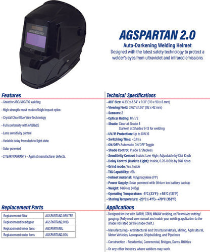 Welding Helmet - Case of 6 - Armor Guard Spartan with Auto-darkening Technology - welding electrodes, Grinding Disc, Welding Lens, Cutting Tip, Cutting Wheels, Flap Disc, Heating Tip, Welding Gloves, MIG Gun - Welding Helmet, Welding Wire - USA Welding Supply