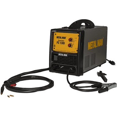 Metal Man FC130 inverter flux core wire welder machine with adjustable controls and 120V input