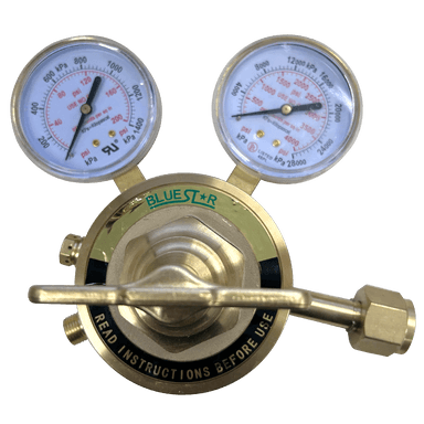 Blue Star 450 Series welding regulator with dual gauges and forged brass body, CGA-540 model