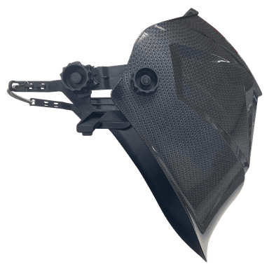Black welding helmet hardhat adapter with spring assembly for Armour Guard 2.0 and Sugar Scoop Pipeliner helmets
