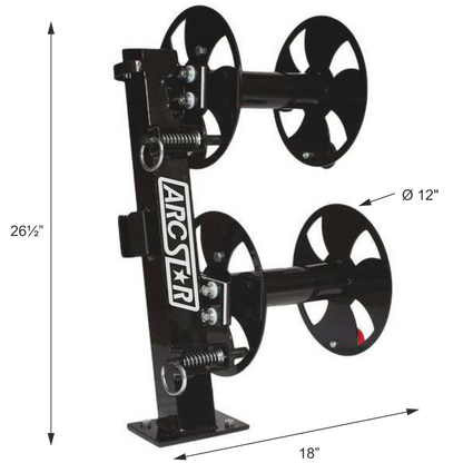 Cable Reels - 12" Double Stacked with Fixed Base; 12° Tilt - measurements & dimensions