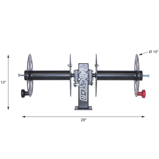 Double Side by Side Cable Reels - 10" with Fixed Base - Dimensions Measurements