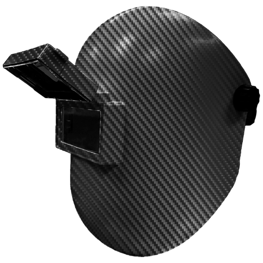 Welding Helmet - Carbon Fiber Print with Ceramic Coating - Sugar Scoop 2 x 4.25" with Flip-Visor - welding electrodes, Grinding Disc, Welding Lens, Cutting Tip, Cutting Wheels, Flap Disc, Heating Tip, Welding Gloves, MIG Gun - Welding Helmet, Welding Wire - USA Welding Supply