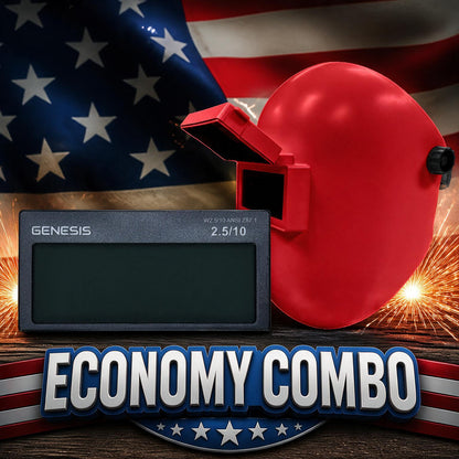 Sugar Scoop Flip Front Welding Helmet + Genesis or Arcane Auto-Darkening Lens Economy Combo (Red, White, or Blue)