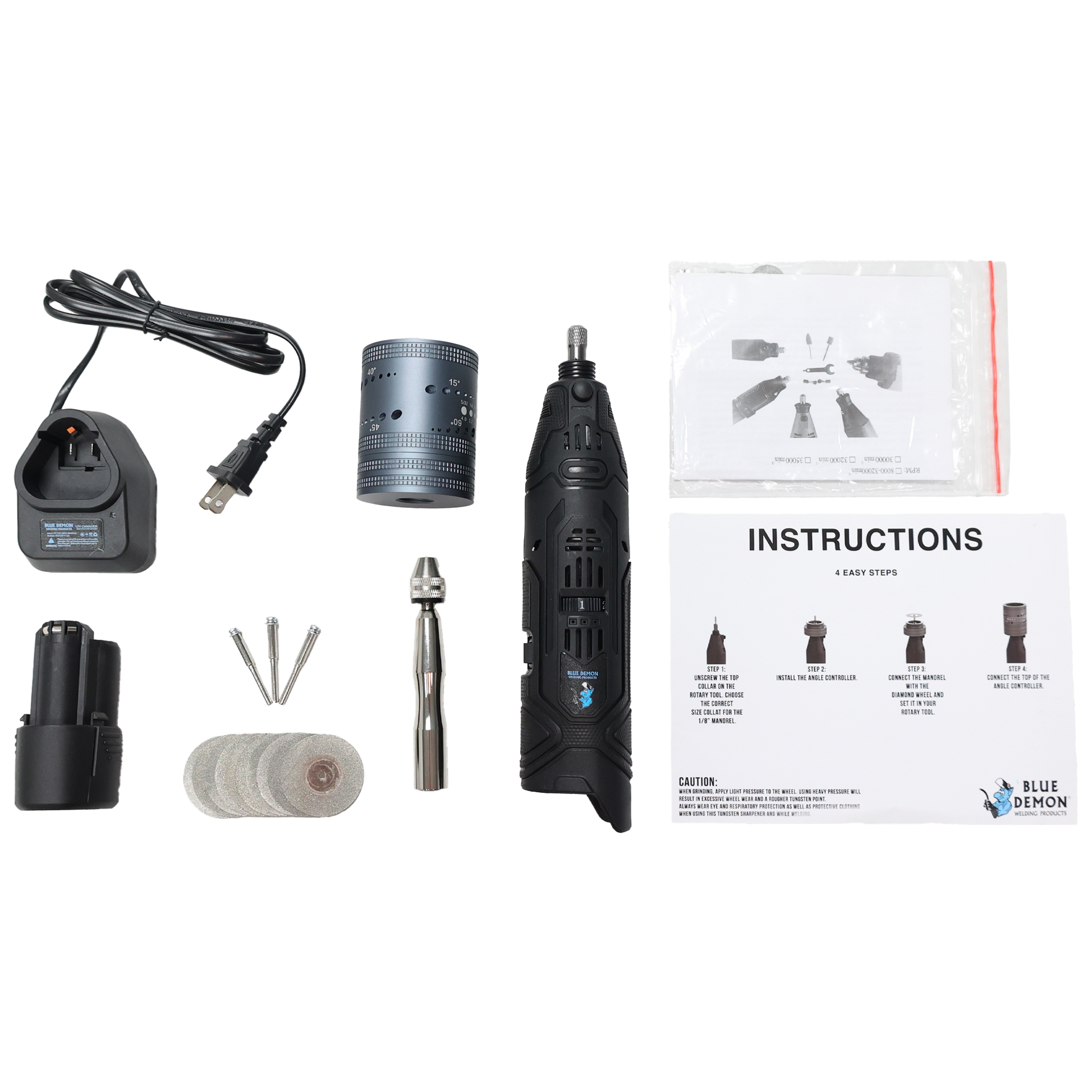 Blue Demon Stay-Sharp Tungsten Grinder W/Carrying Case, 115v Cordless