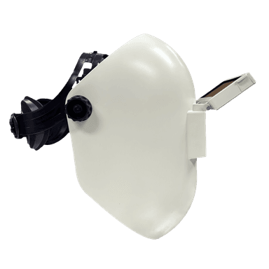 Welding Helmet - 2 x 4.25" with Flip-Visor - IN Red, White or Blue! Sugar Scoop White Fiberglass - welding electrodes, Grinding Disc, Welding Lens, Cutting Tip, Cutting Wheels, Flap Disc, Heating Tip, Welding Gloves, MIG Gun - Welding Helmet, Welding Wire - USA Welding Supply