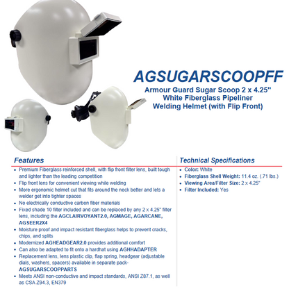 Blue fiberglass welding helmet with flip-up visor and 2 x 4.25" viewing area, ergonomic fit and impact-resistant shell