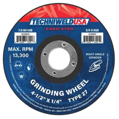4.5" x 1/4" x 7/8" Grinding Wheel - Type 27 - 35620 - welding electrodes, Grinding Disc, Welding Lens, Cutting Tip, Cutting Wheels, Flap Disc, Heating Tip, Welding Gloves, MIG Gun - Welding Helmet, Welding Wire - USA Welding Supply