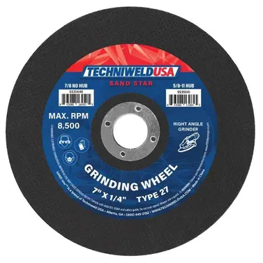 Grinding Wheel - 7" x 1/4" x 5/8" Type 27 - Threaded Hub - 35641 - welding electrodes, Grinding Disc, Welding Lens, Cutting Tip, Cutting Wheels, Flap Disc, Heating Tip, Welding Gloves, MIG Gun - Welding Helmet, Welding Wire - USA Welding Supply